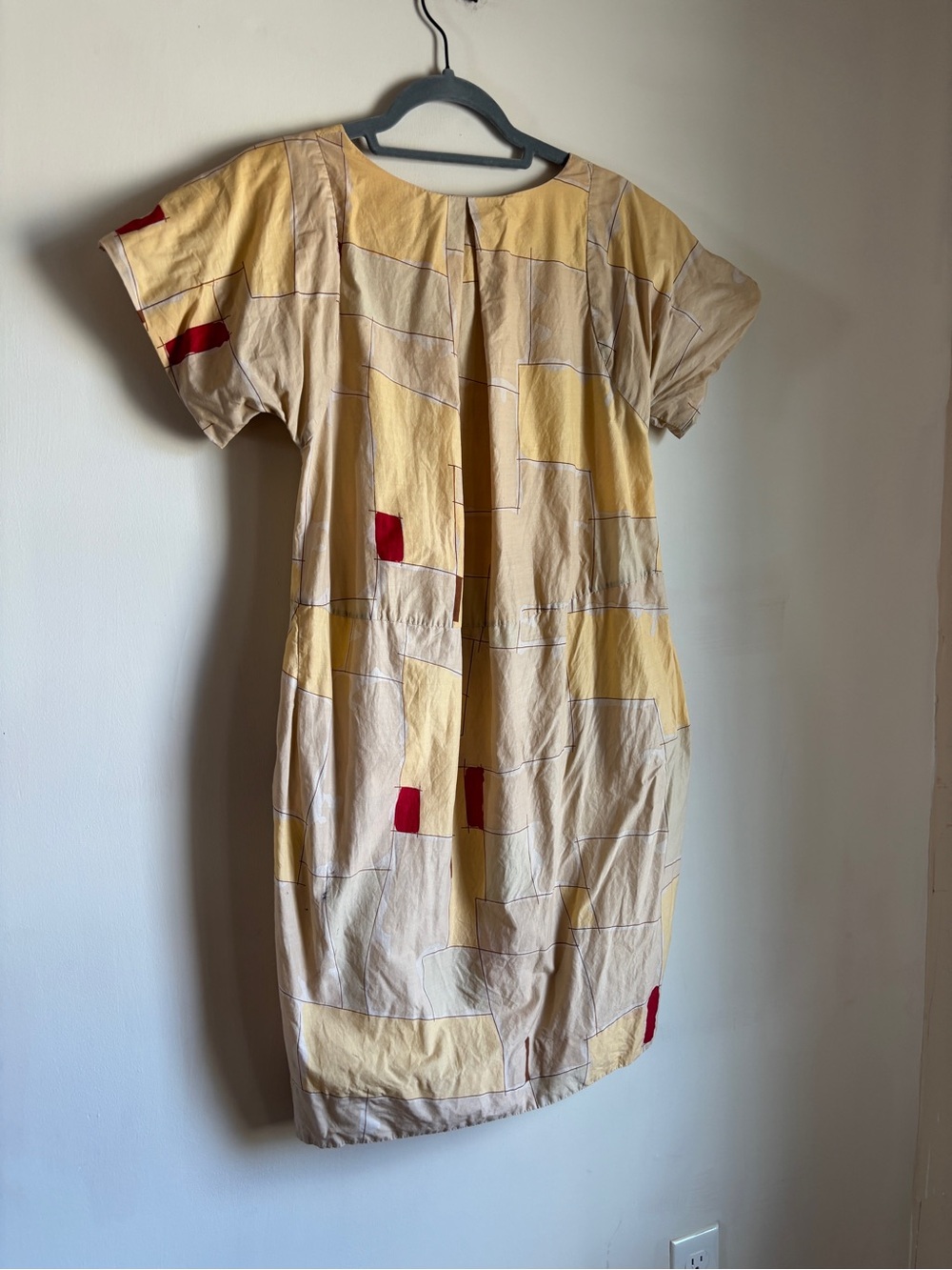 Marni Abstract Block-Print Midi Dress in Yellow with Red Accents size 38 - Picture 7 of 8